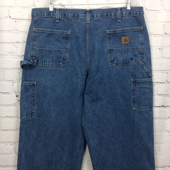 Carhartt Carpenter Jeans Men's Size 40x34 B13-DPS Blue Dungaree Fit Dark Wash - Picture 6 of 10